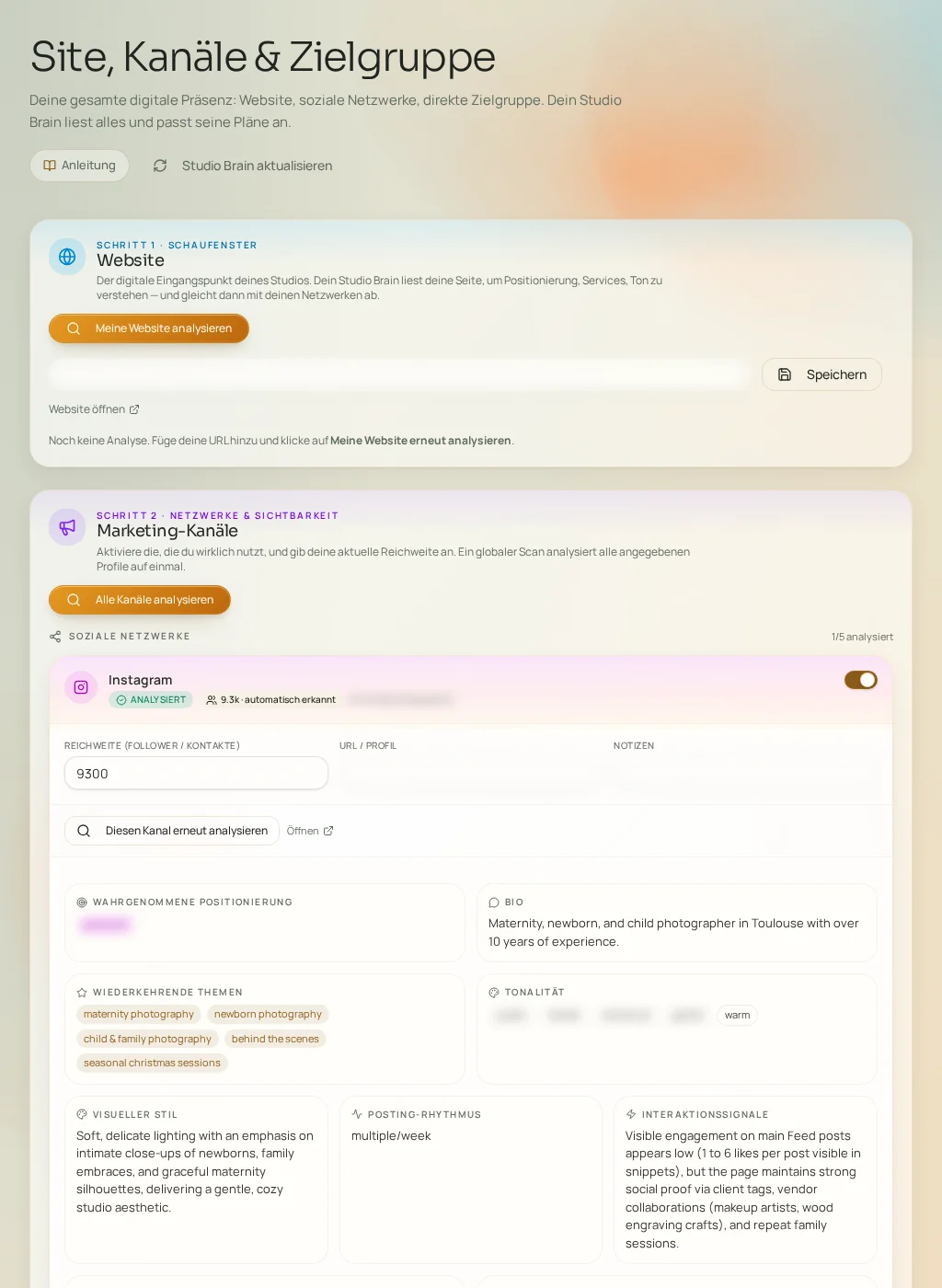 Screenshot der Fuze-Oberfläche: Kanäle