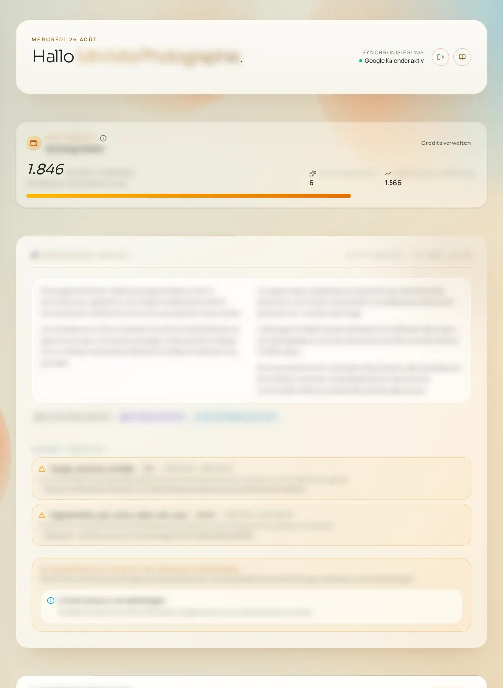 Screenshot der Fuze-Oberfläche: Today