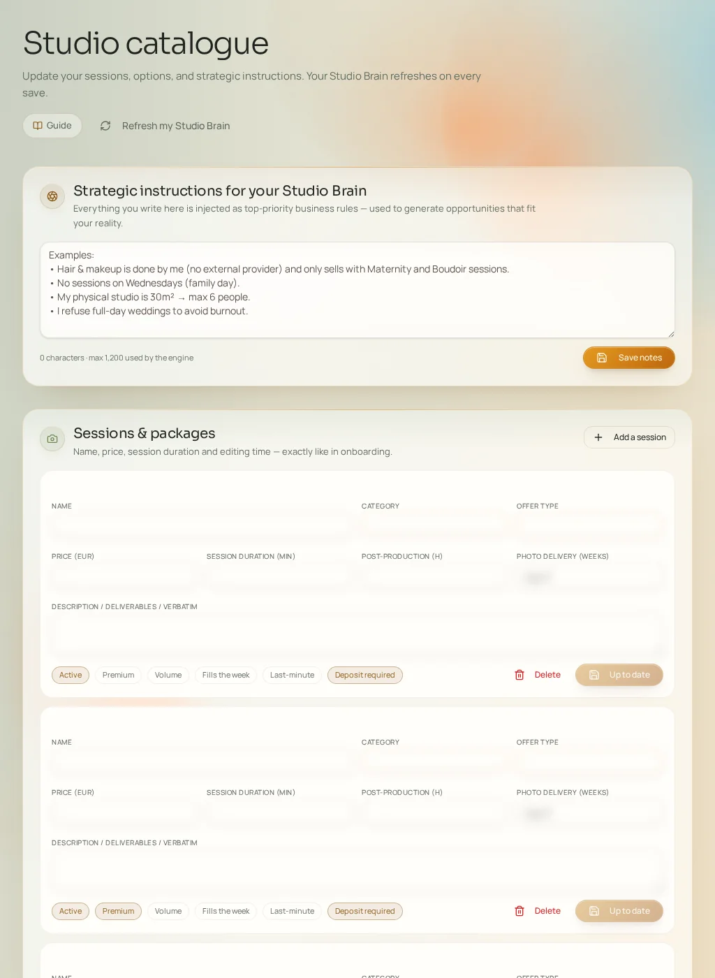 Screenshot of the Fuze interface: Studio catalog
