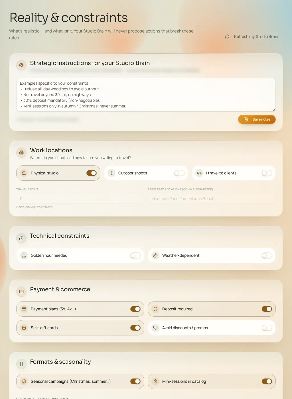 Screenshot of the Fuze interface: Constraints