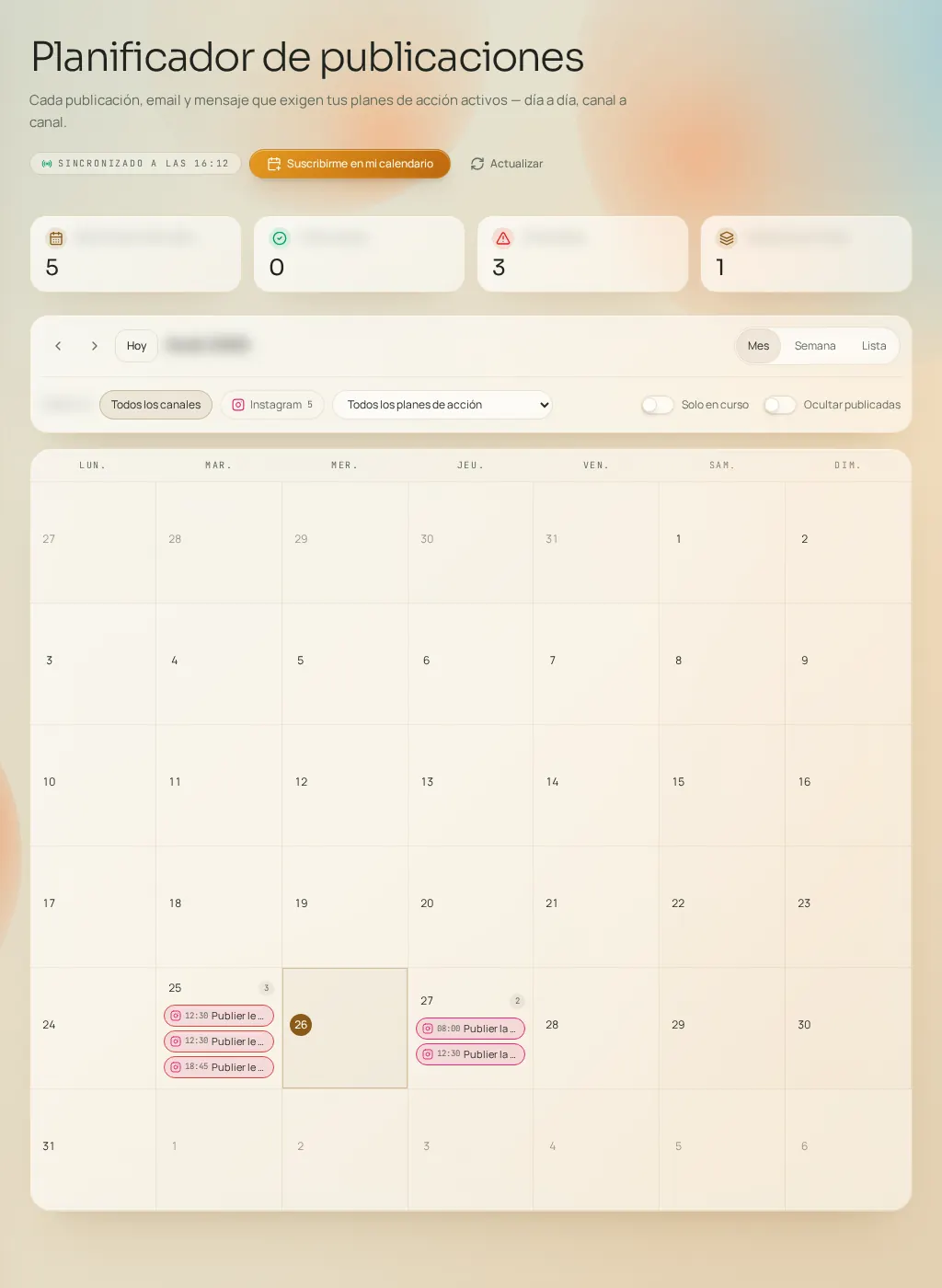 Captura de pantalla de la interfaz de Fuze: Planificación de publicaciones