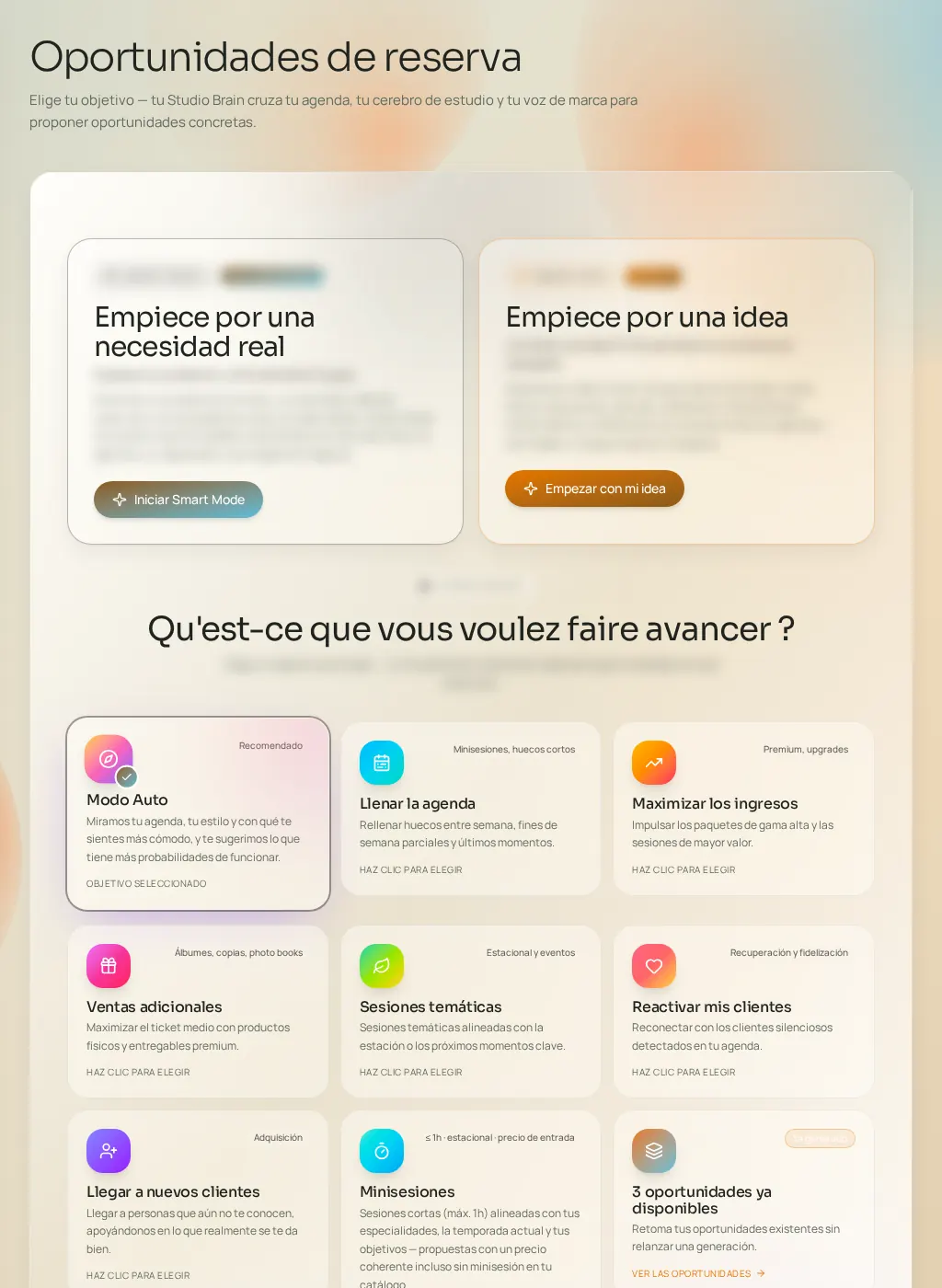Captura de pantalla de la interfaz de Fuze: Oportunidades de reserva