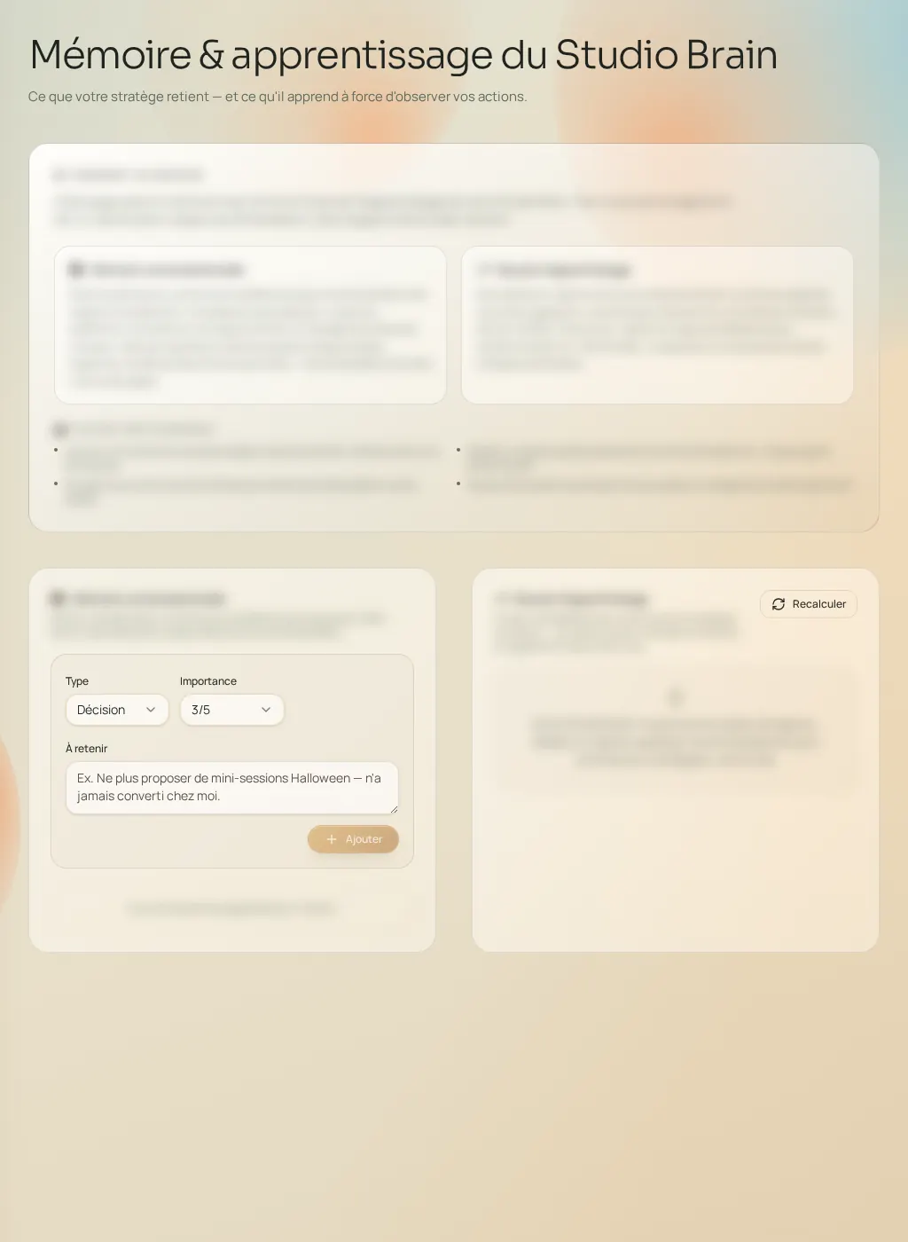 Capture d'écran de l'interface Fuze : Advanced learning