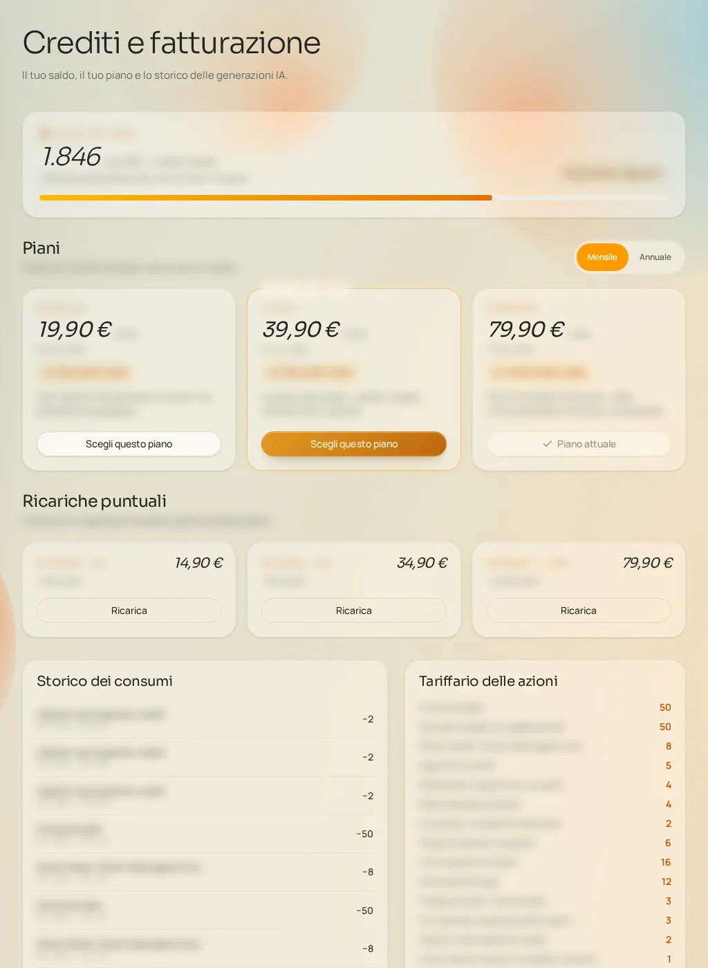Screenshot dell'interfaccia Fuze: Impostazioni dell'account