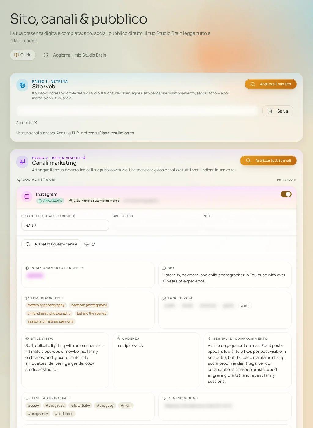 Screenshot dell'interfaccia Fuze: Canali