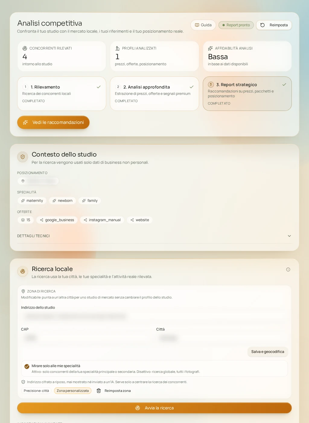 Screenshot dell'interfaccia Fuze: Analisi della concorrenza