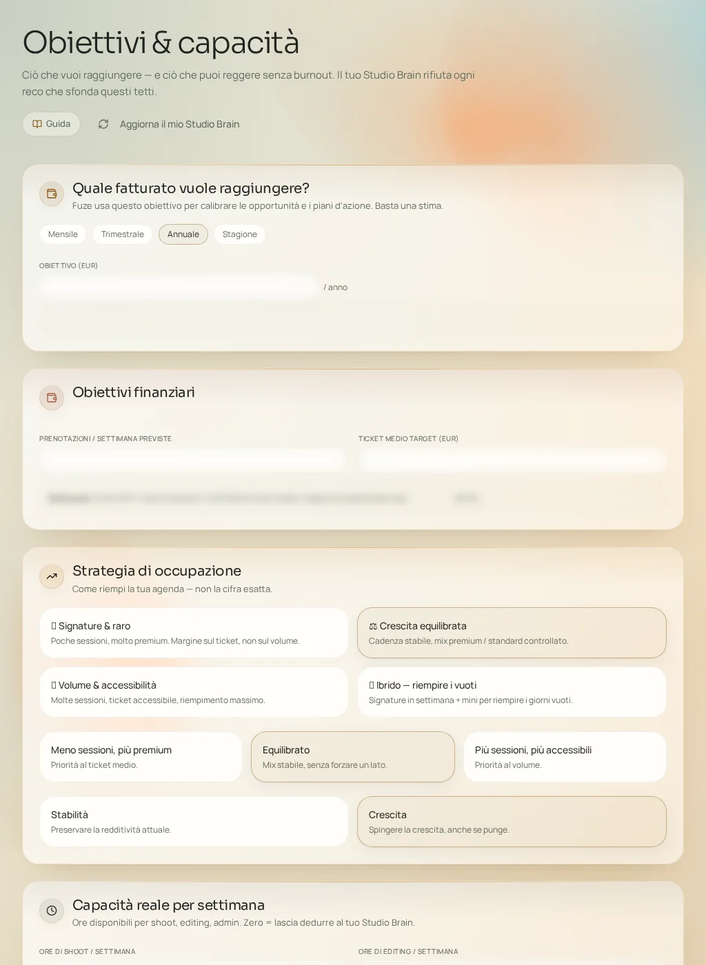 Screenshot dell'interfaccia Fuze: Obiettivi e capacità