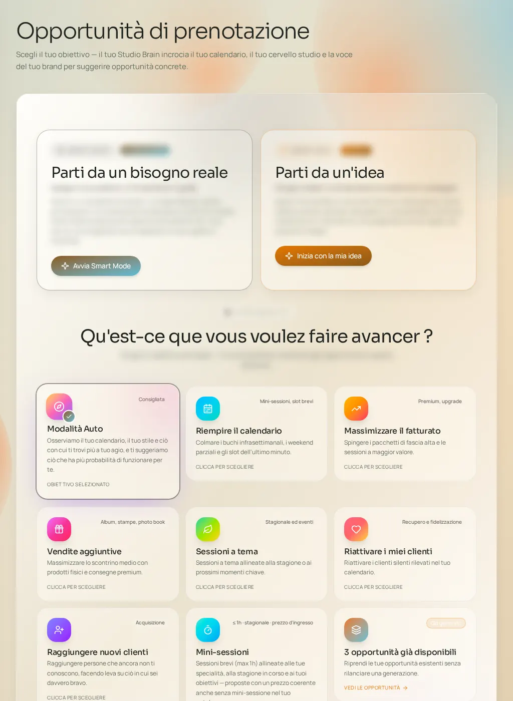 Screenshot dell'interfaccia Fuze: Opportunità di prenotazione