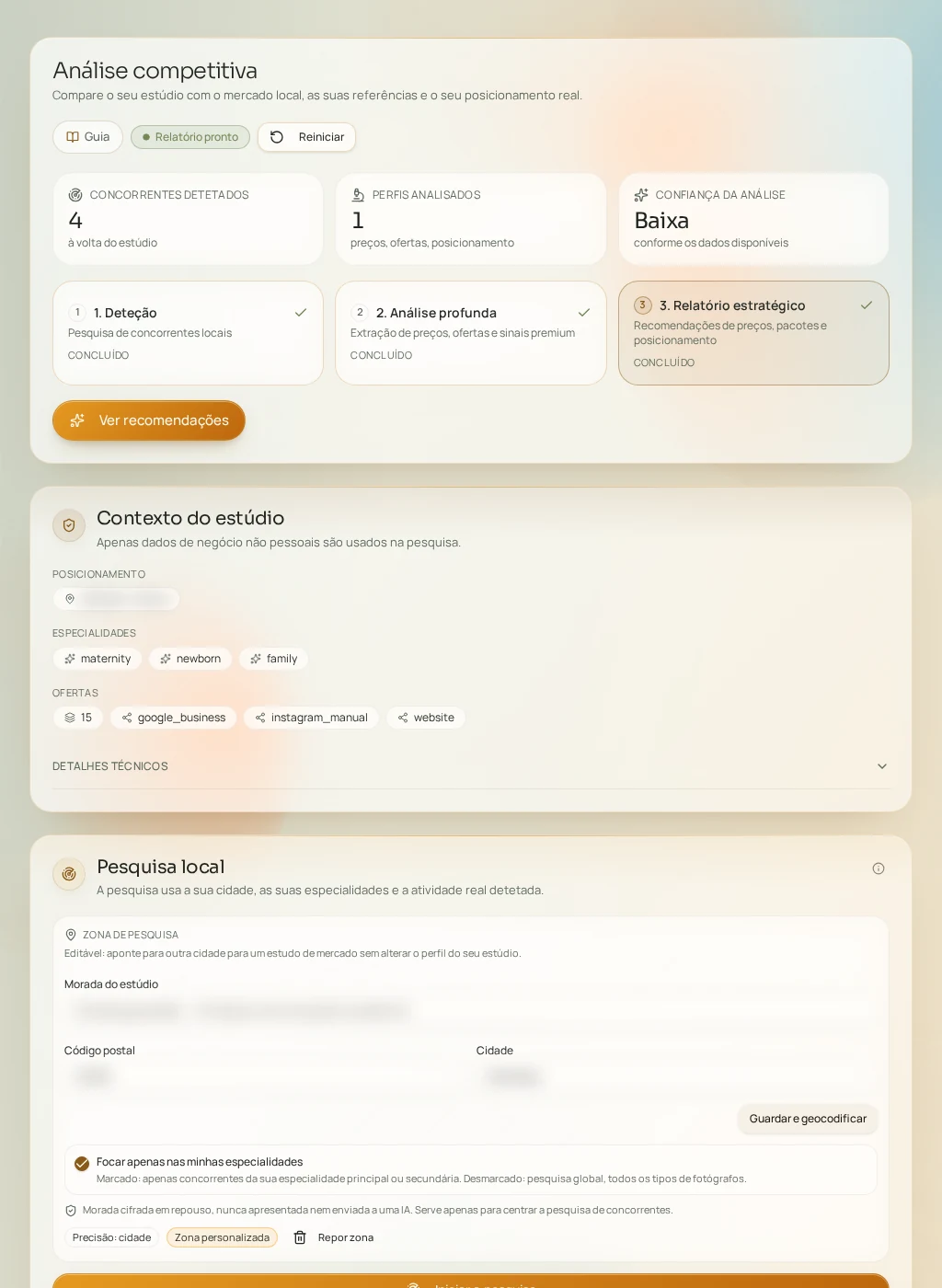 Captura de tela da interface do Fuze: Análise da concorrência