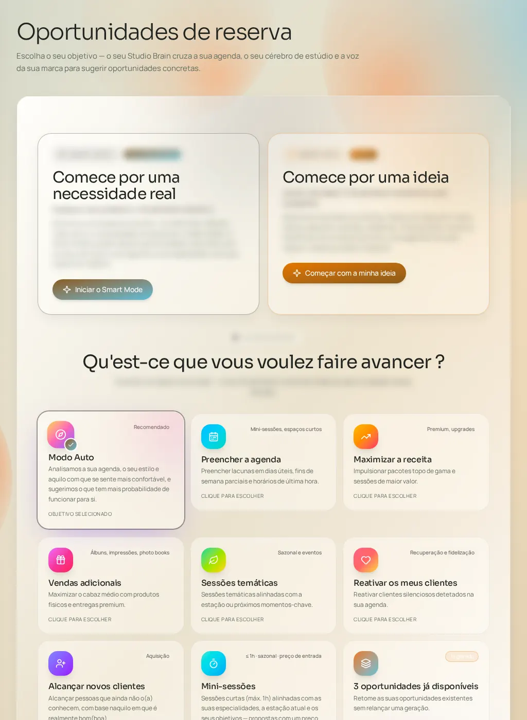Captura de tela da interface do Fuze: Oportunidades de reserva